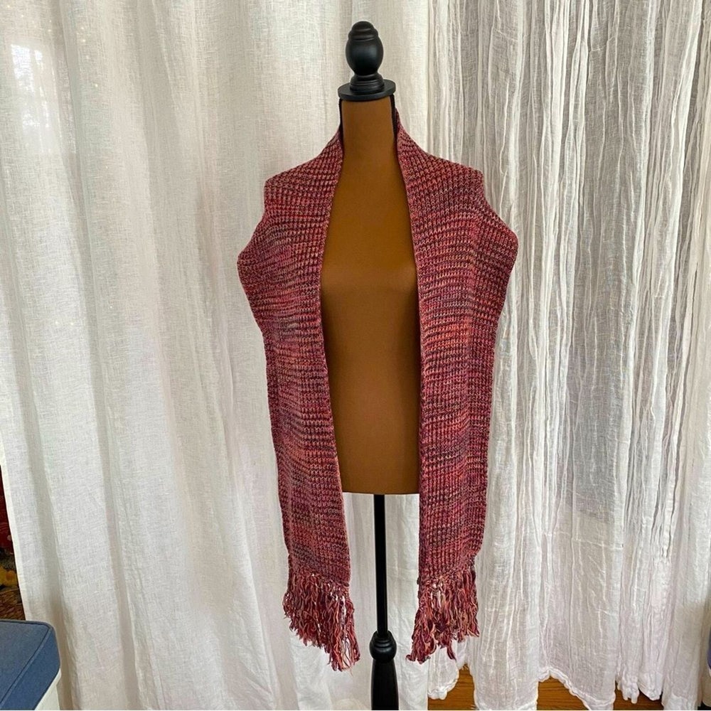 Missoni Scarf, 80" Pink,‎ Red, and Violet Knit Scarf with Tassels - Picture 6 of 10